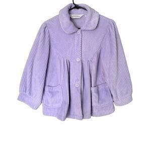 The Vermont Country Store Lavender Chenille Bed Jacket Women’s S Soft Pockets